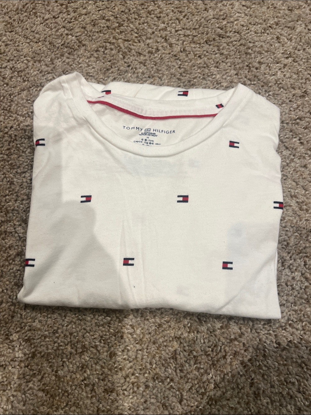 Tommy Hilfiger White Tee with Red & Blue Micro Logos